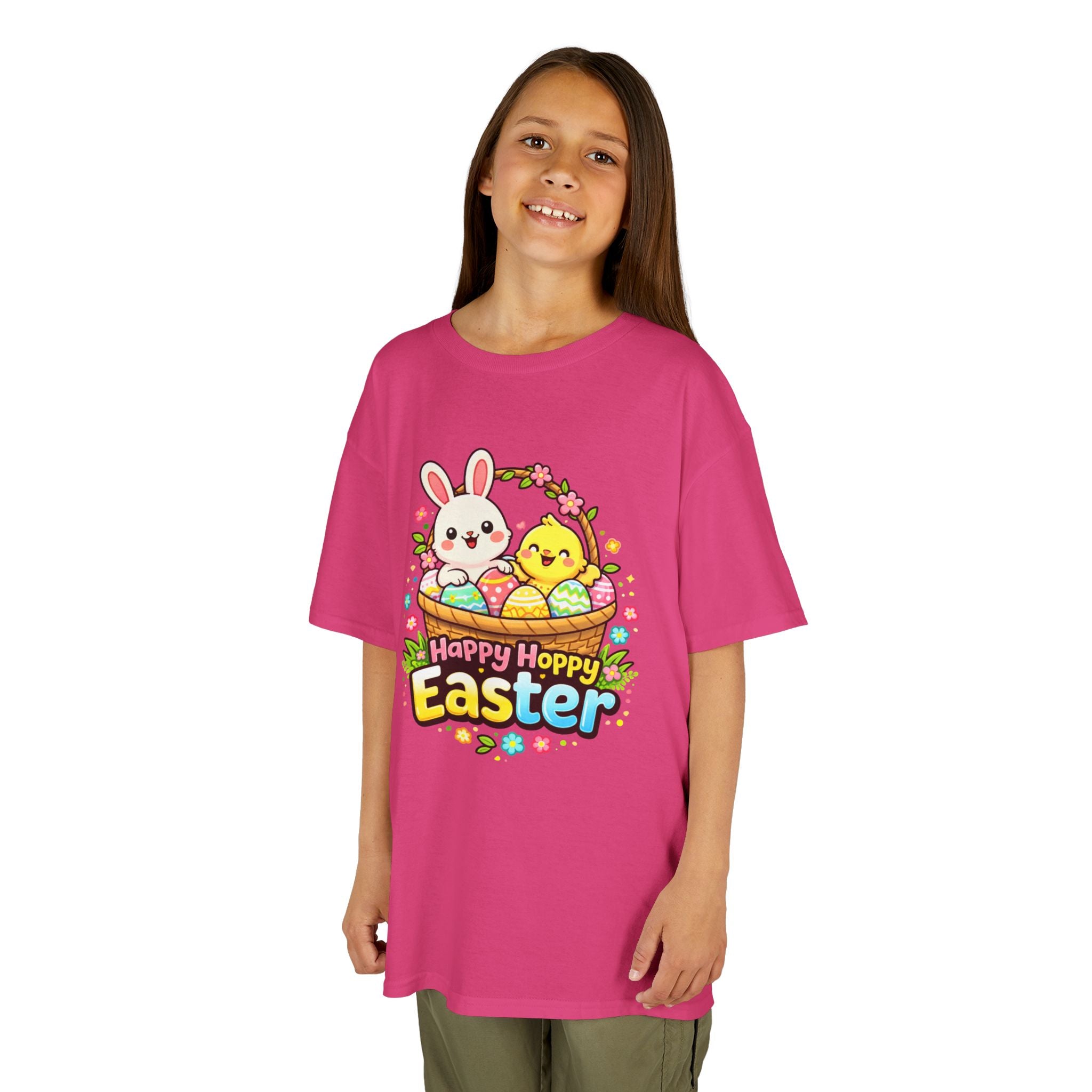 Kids Tee — "Happy Hoppy Easter" Bunny & Chick Easter Shirt - InkAndThreadPrints