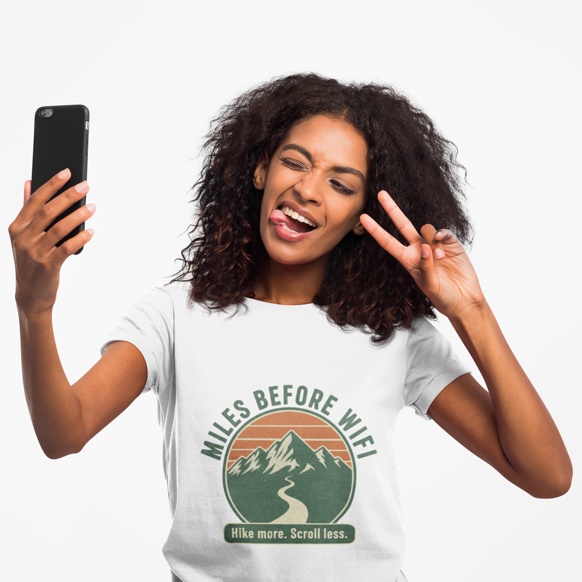 Miles Before WiFi Hiking T-Shirt — "Hike More, Scroll Less" Outdoor Adventure Tee - InkAndThreadPrints