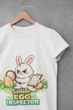 Senior Egg Inspector T-Shirt — Cute Easter Bunny with Checklist - InkAndThreadPrints