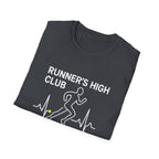 Runner's High Club T-Shirt – Funny Running Shirt with Heartbeat Graphic - InkAndThreadPrints