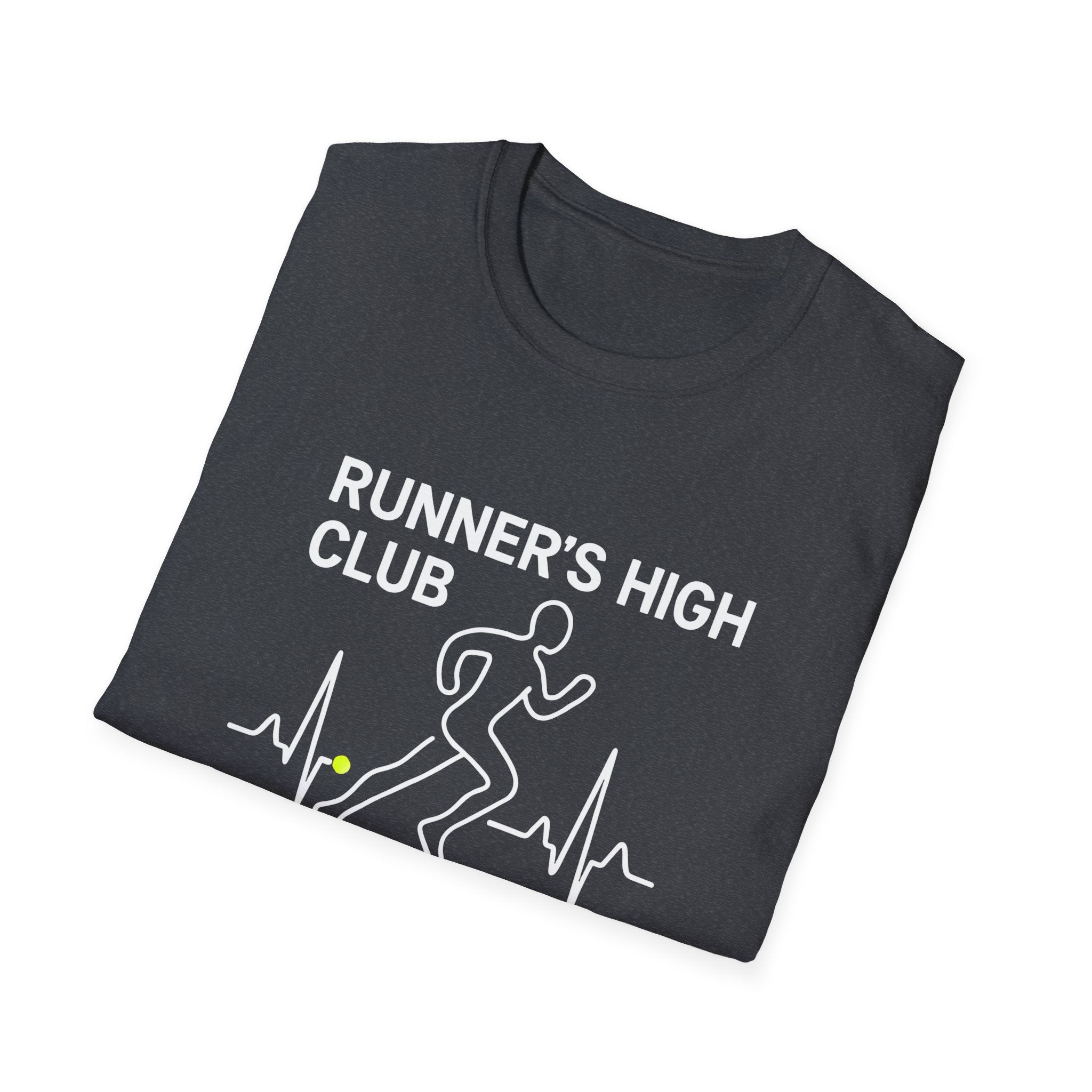 Runner's High Club T-Shirt – Funny Running Shirt with Heartbeat Graphic - InkAndThreadPrints