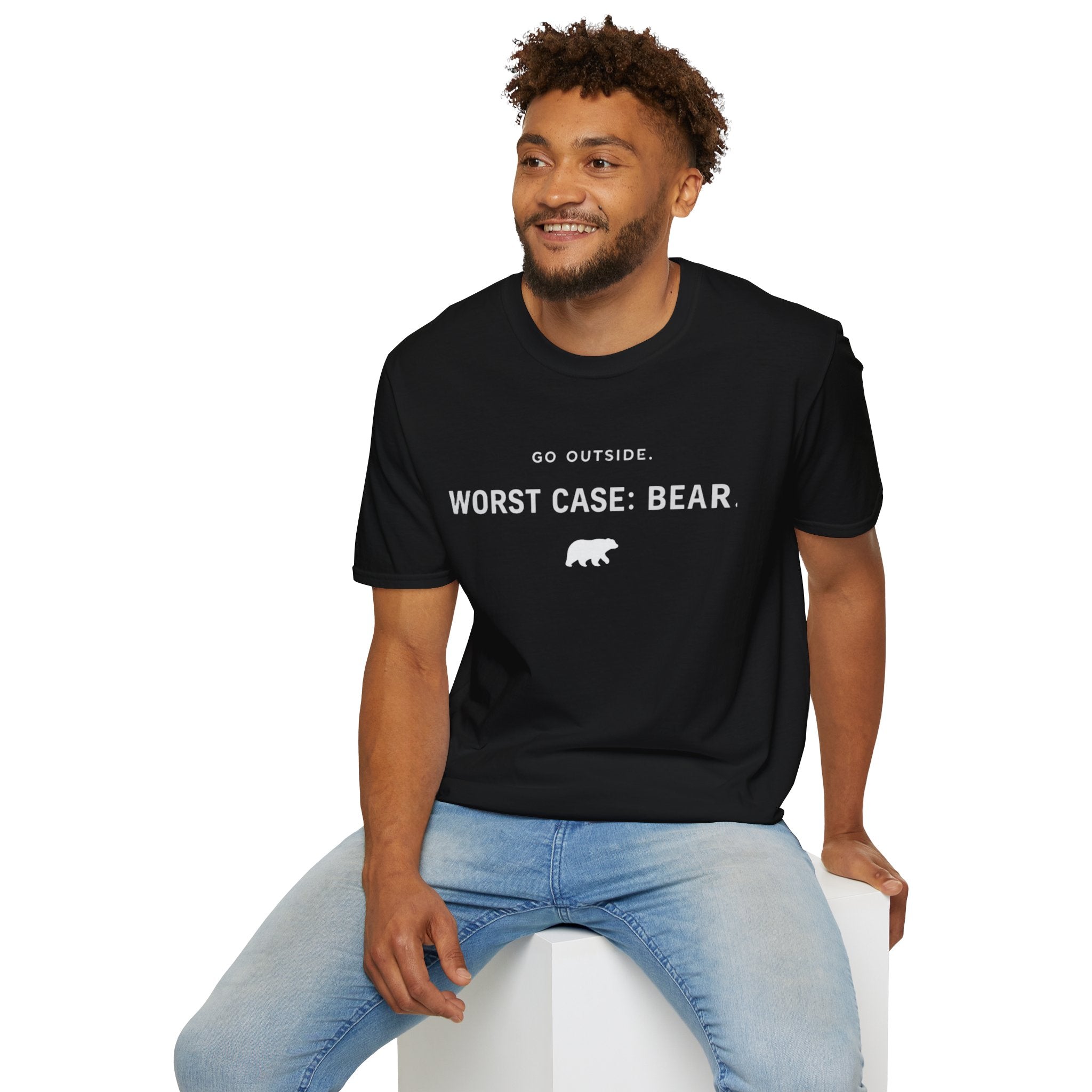 Go Outside. Worst Case: Bear. T-Shirt — Outdoor Adventure Graphic Tee