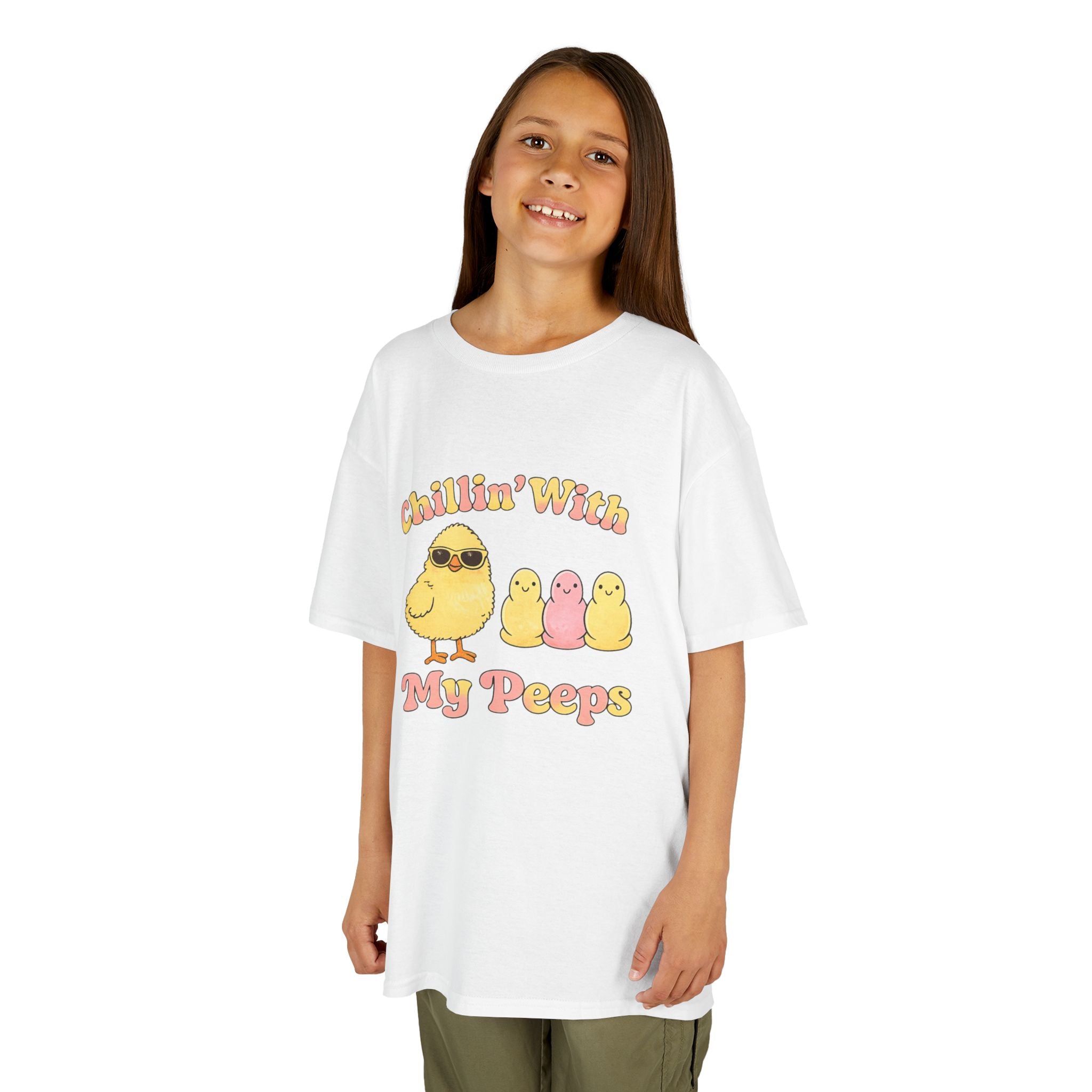 Kids Tee — "Chillin' With My Peeps" Cute Chick Graphic - InkAndThreadPrints