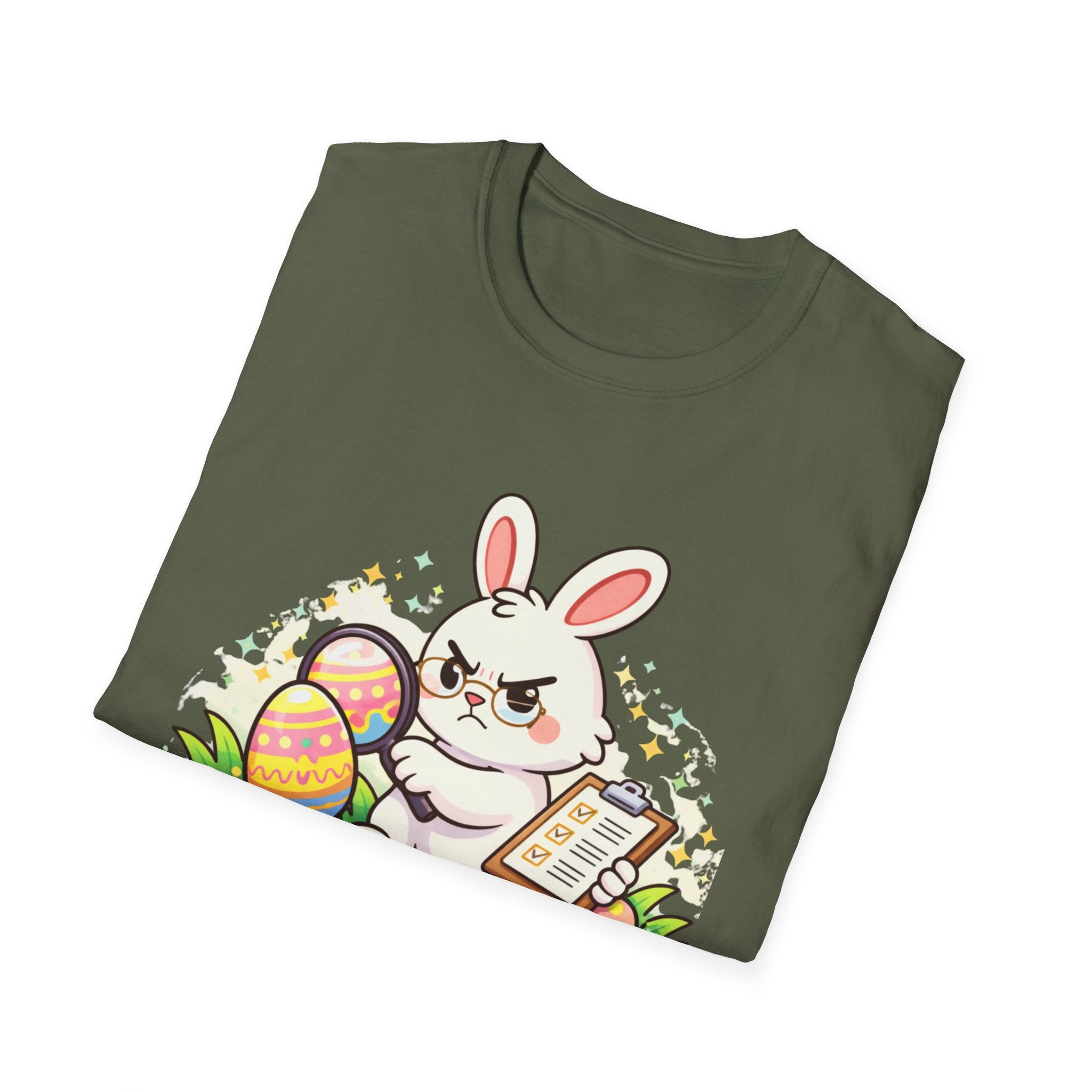 Senior Egg Inspector T-Shirt — Cute Easter Bunny with Checklist - InkAndThreadPrints