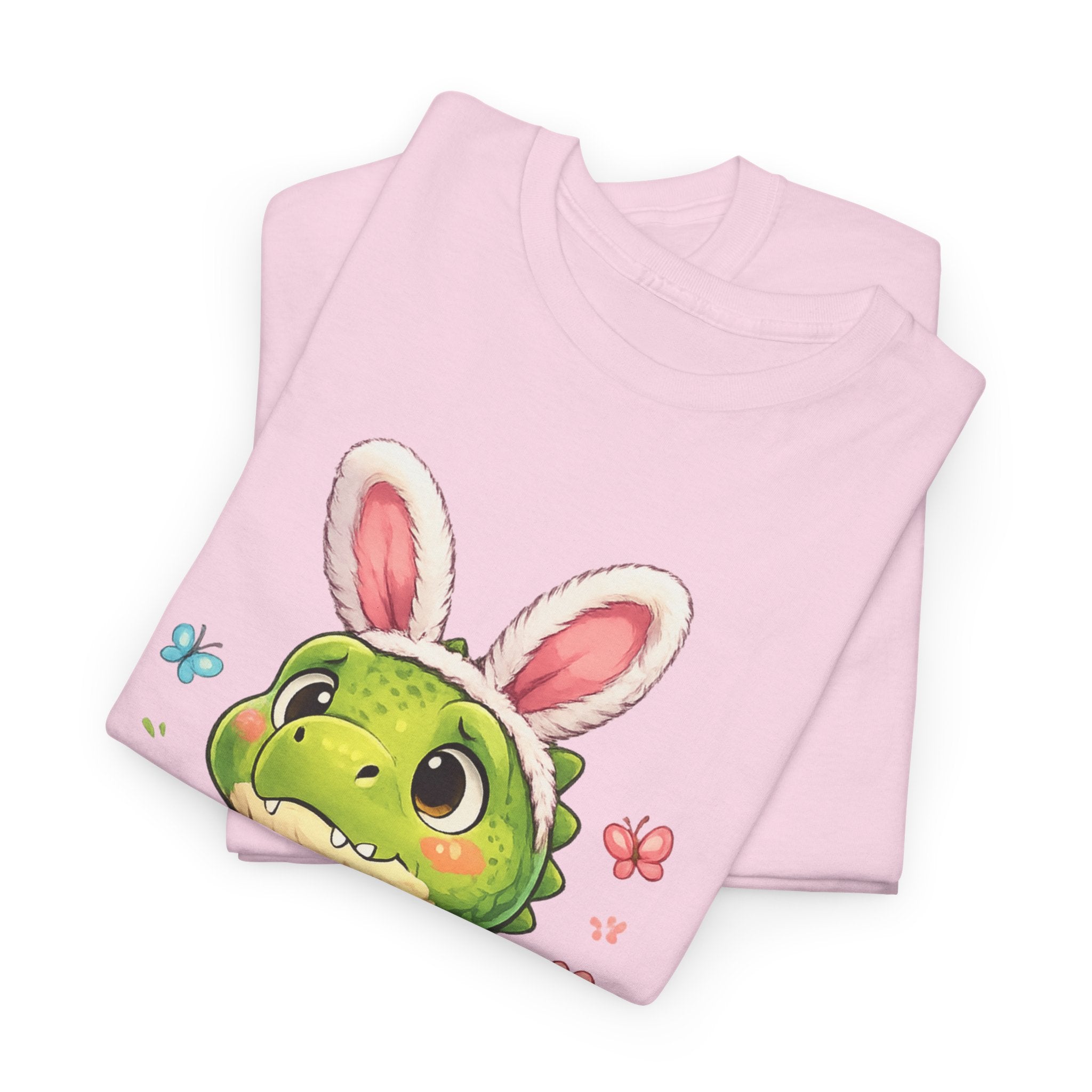 Easter Dino Tee — Cute Bunny-Costume Dinosaur Holding Easter Eggs - InkAndThreadPrints