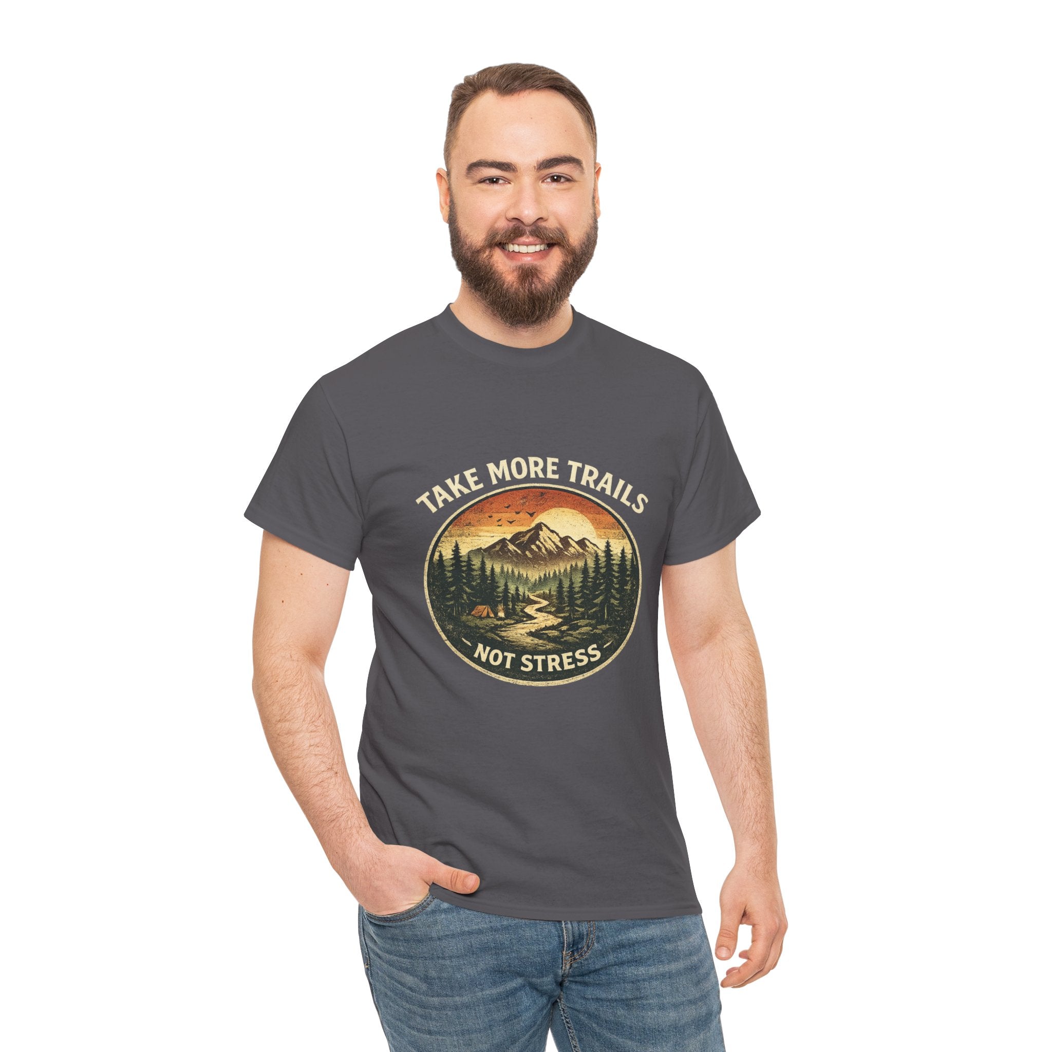 Take More Trails Not Stress T-Shirt — Vintage Mountain Hiking Tee - InkAndThreadPrints