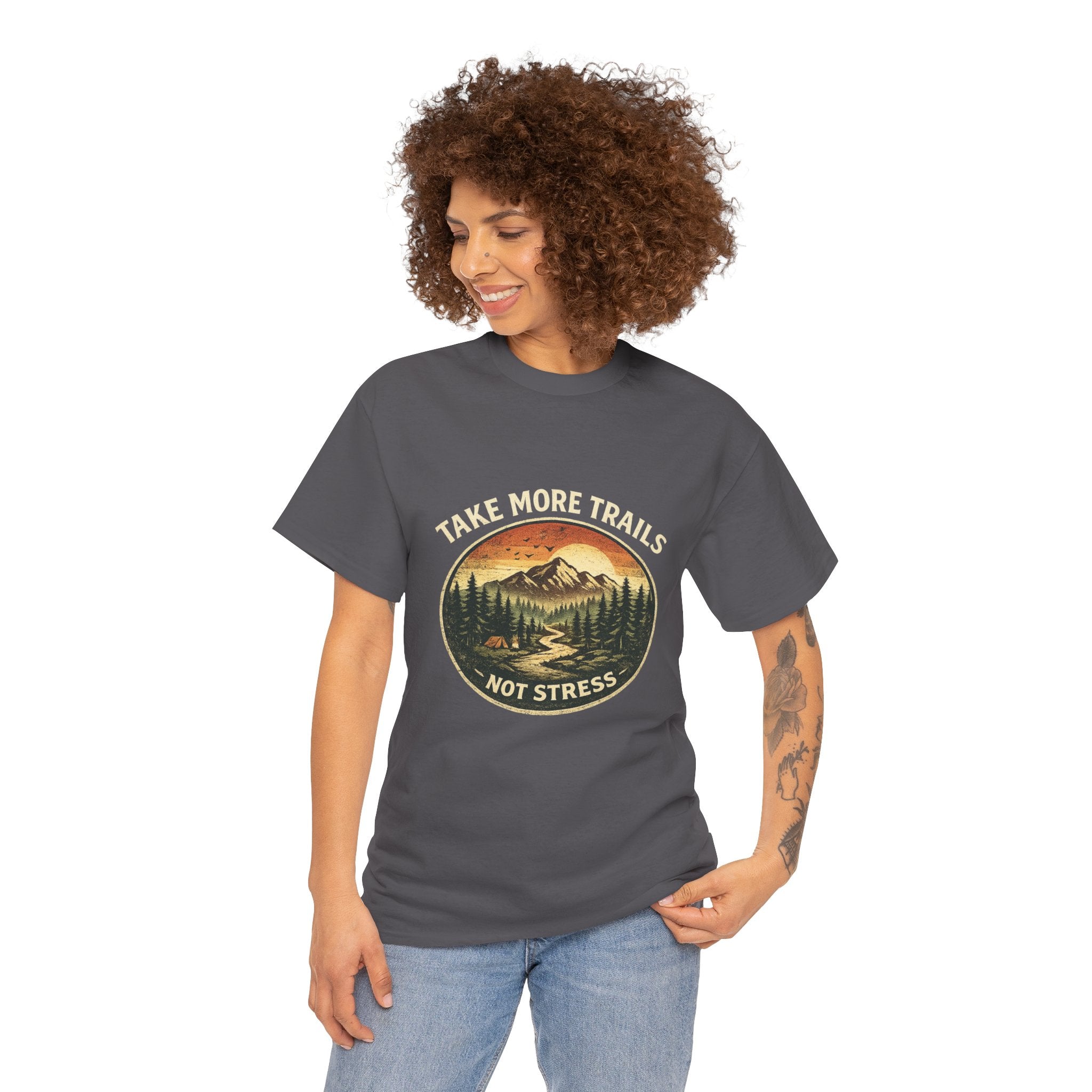 Take More Trails Not Stress T-Shirt — Vintage Mountain Hiking Tee - InkAndThreadPrints