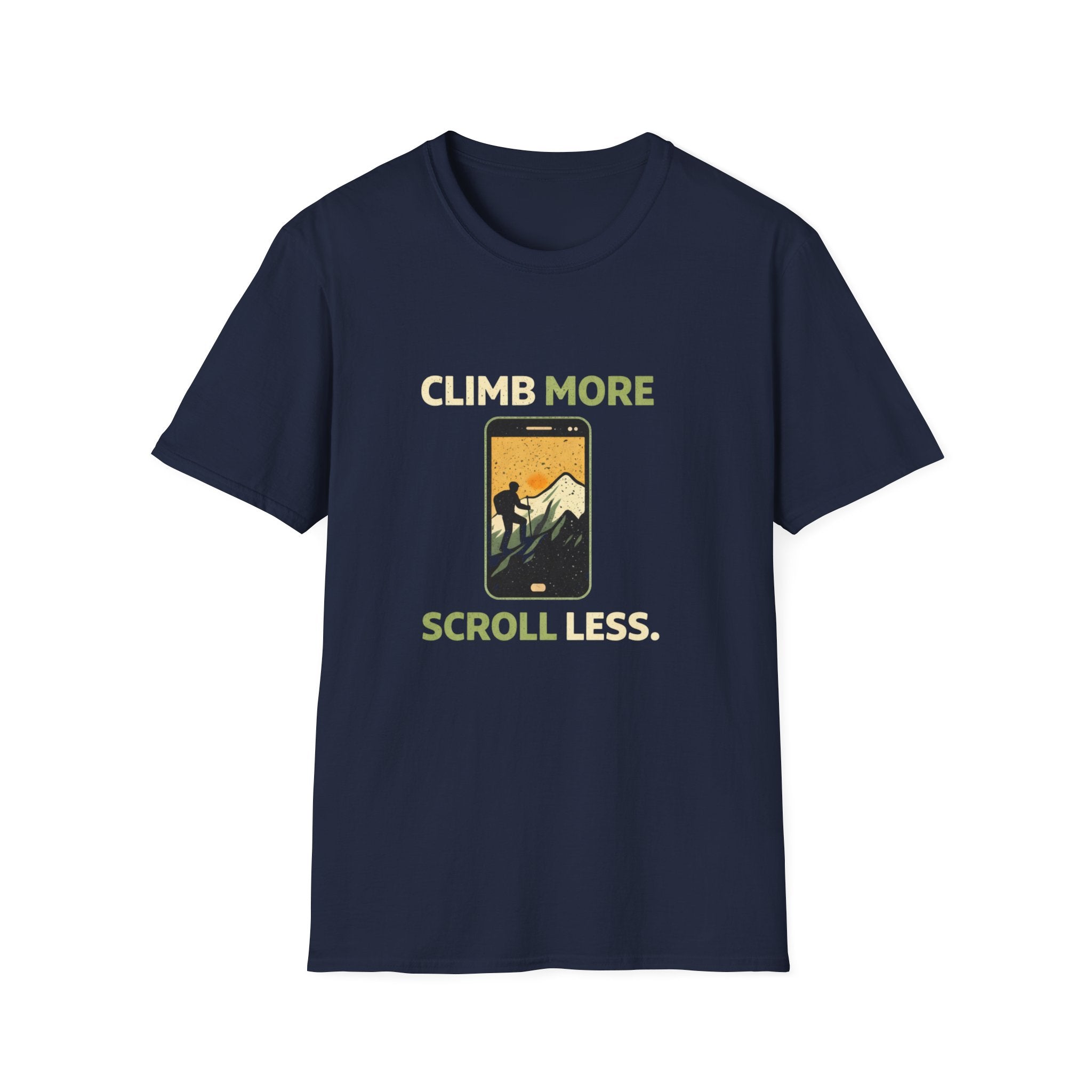 Climb More Scroll Less T‑Shirt - InkAndThreadPrints