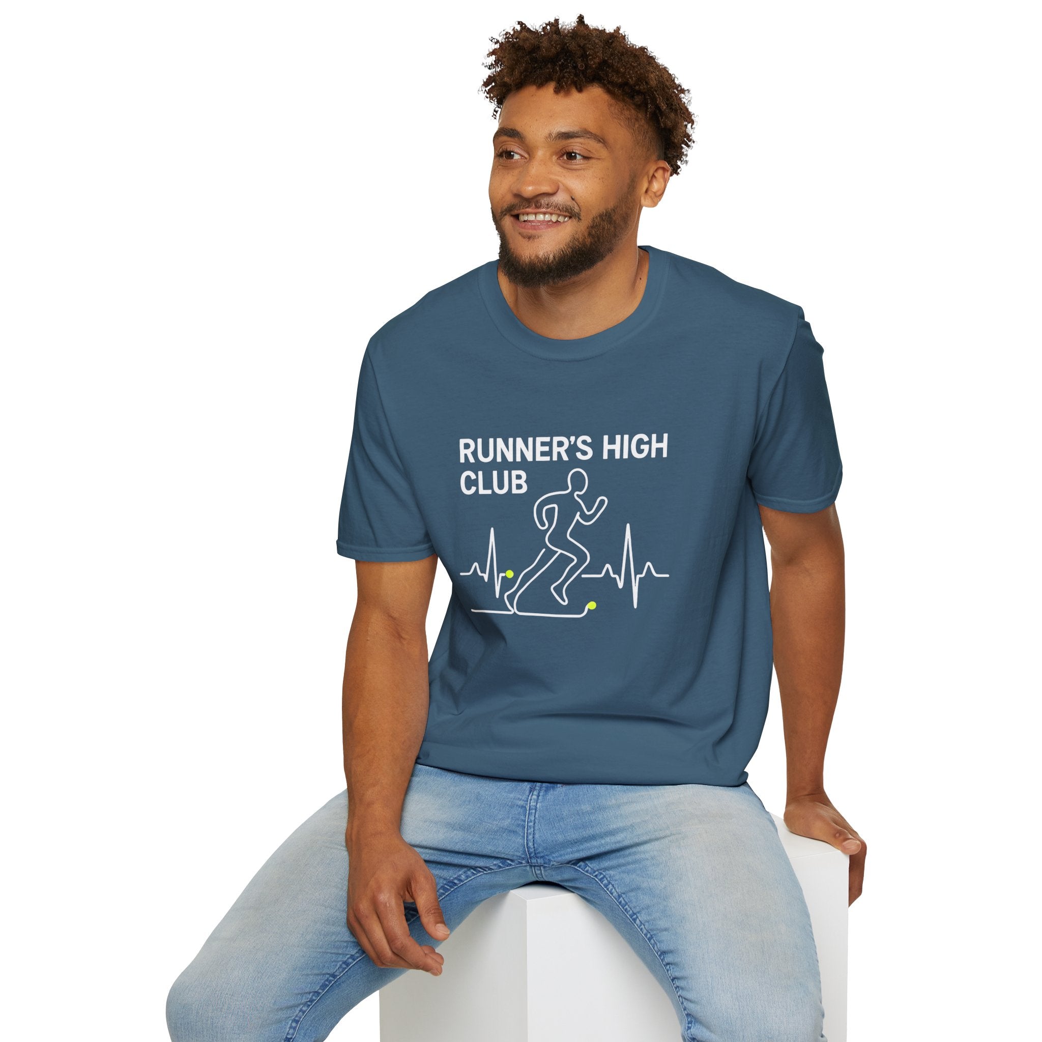 Runner's High Club T-Shirt – Funny Running Shirt with Heartbeat Graphic - InkAndThreadPrints