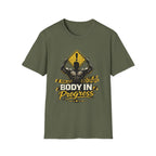 Fitness T-Shirt — “Body In Progress” Gym Workout Tee - InkAndThreadPrints
