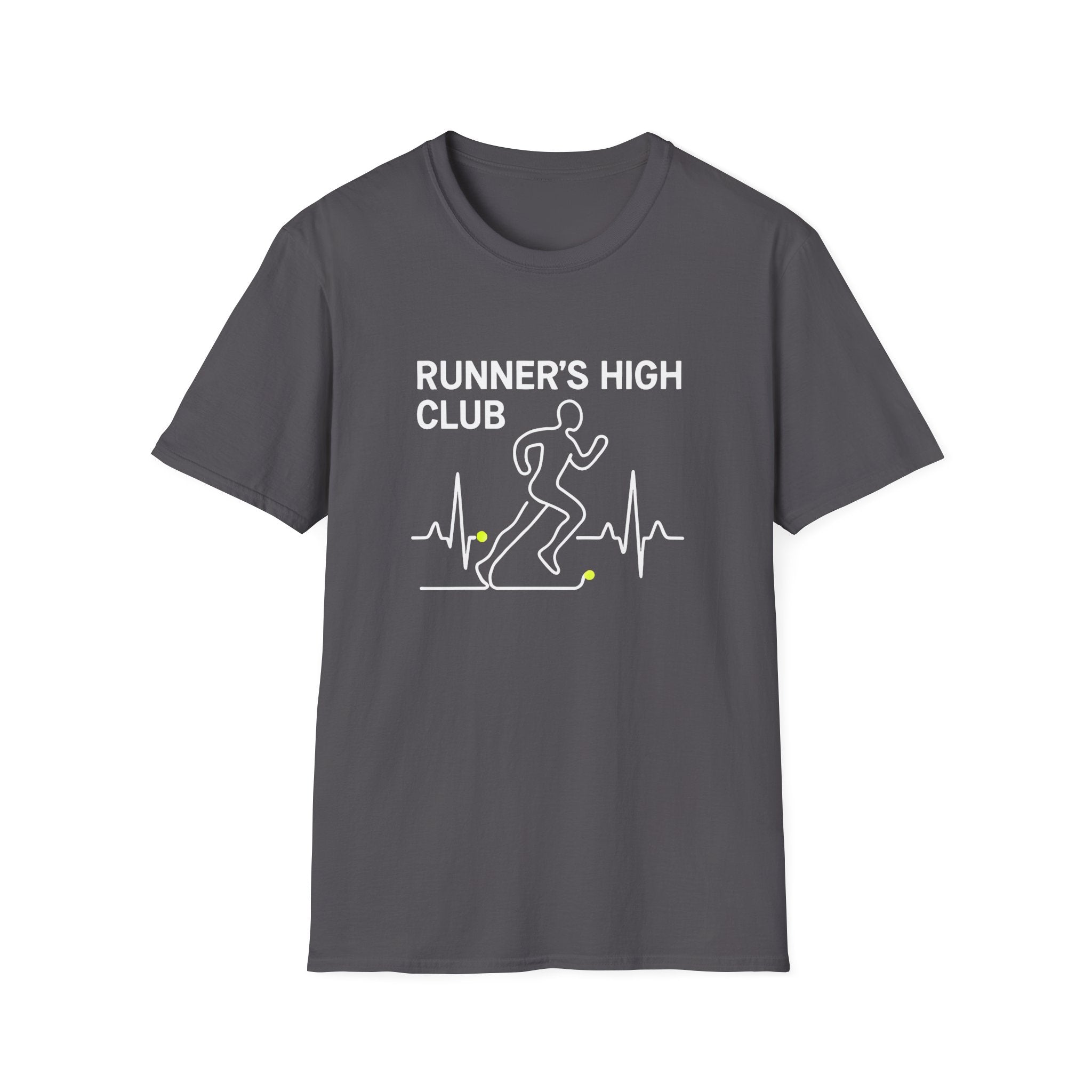 Runner's High Club T-Shirt – Funny Running Shirt with Heartbeat Graphic - InkAndThreadPrints
