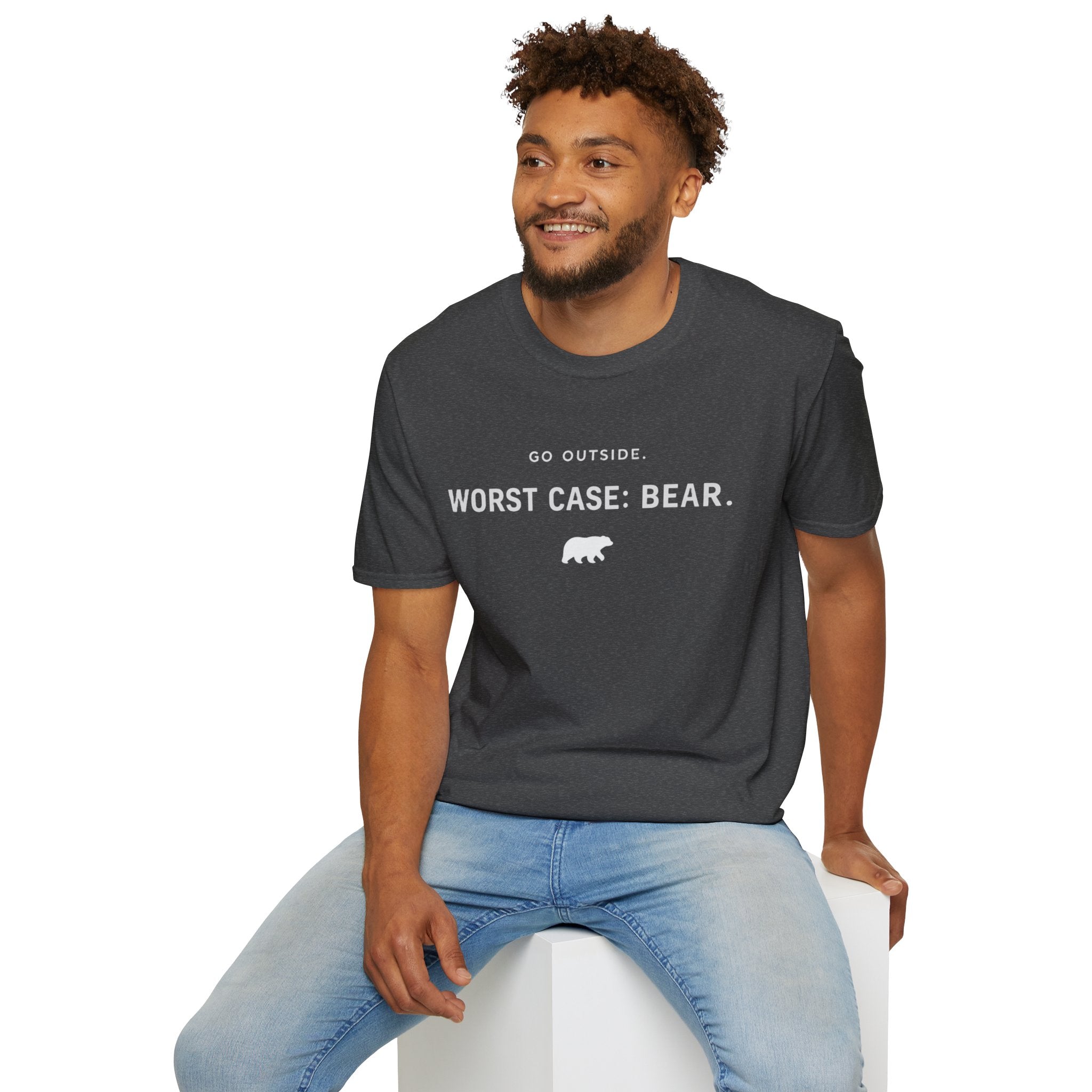 Go Outside. Worst Case: Bear. T-Shirt — Outdoor Adventure Graphic Tee