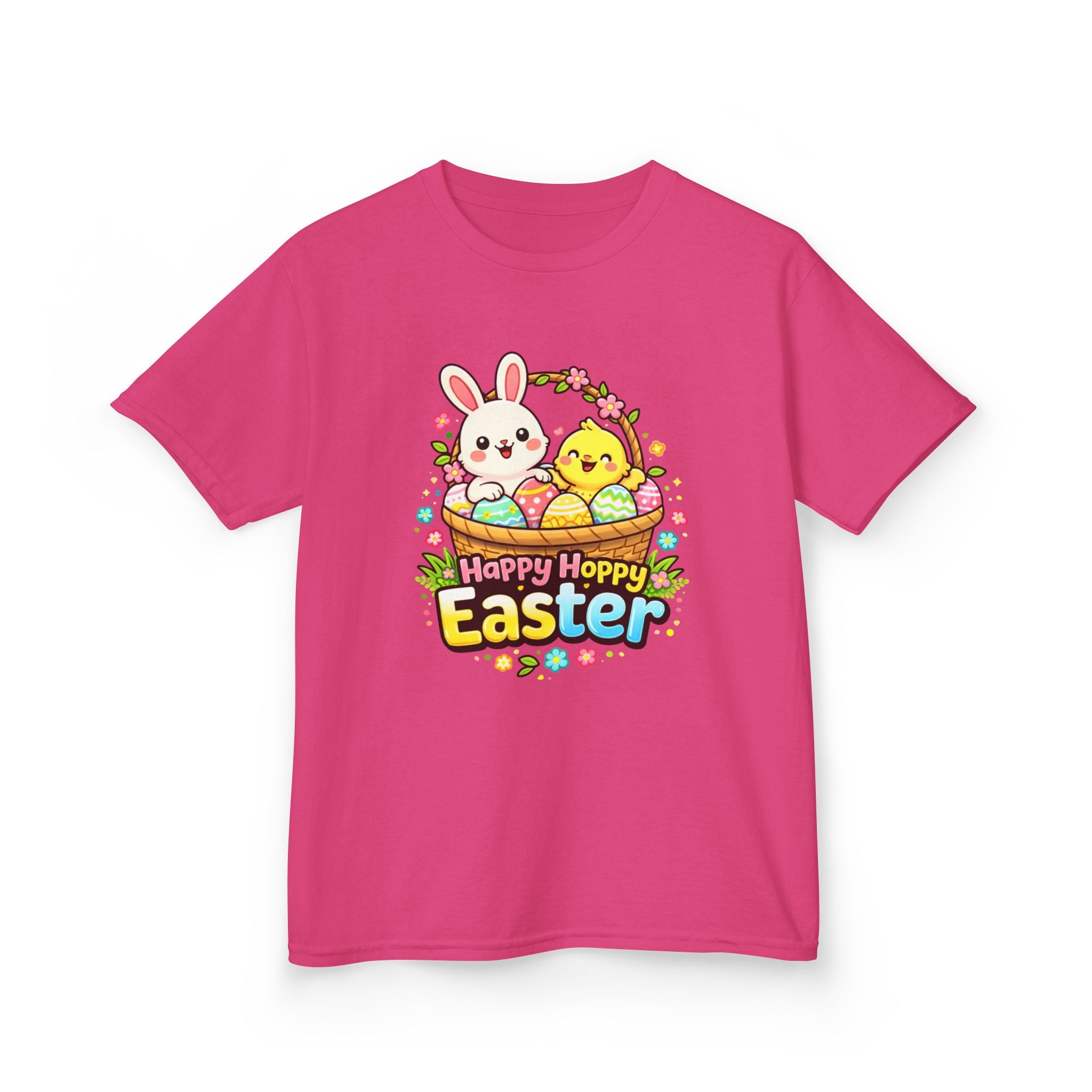 Kids Tee — "Happy Hoppy Easter" Bunny & Chick Easter Shirt - InkAndThreadPrints