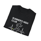 Runner's High Club T-Shirt – Funny Running Shirt with Heartbeat Graphic - InkAndThreadPrints