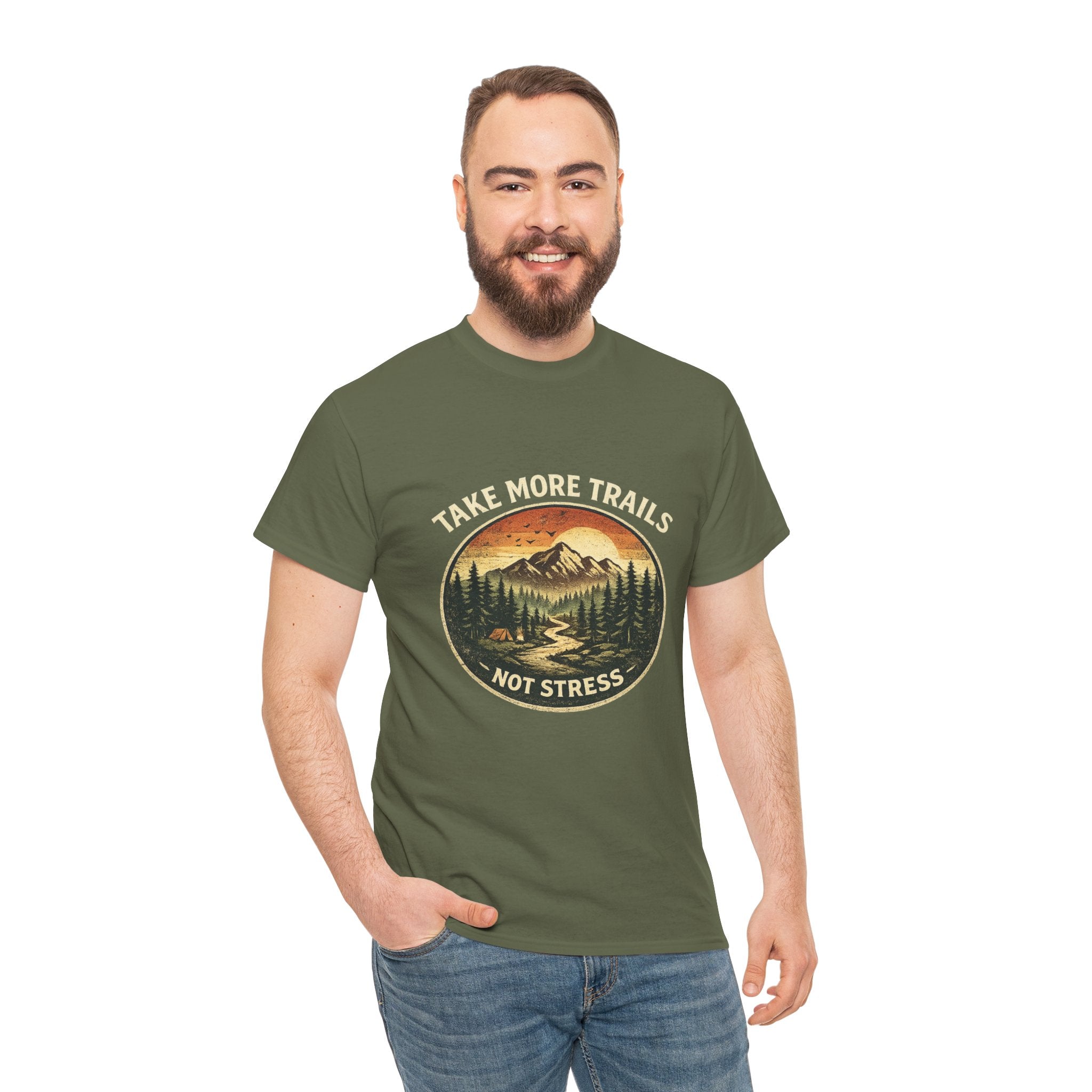 Take More Trails Not Stress T-Shirt — Vintage Mountain Hiking Tee - InkAndThreadPrints