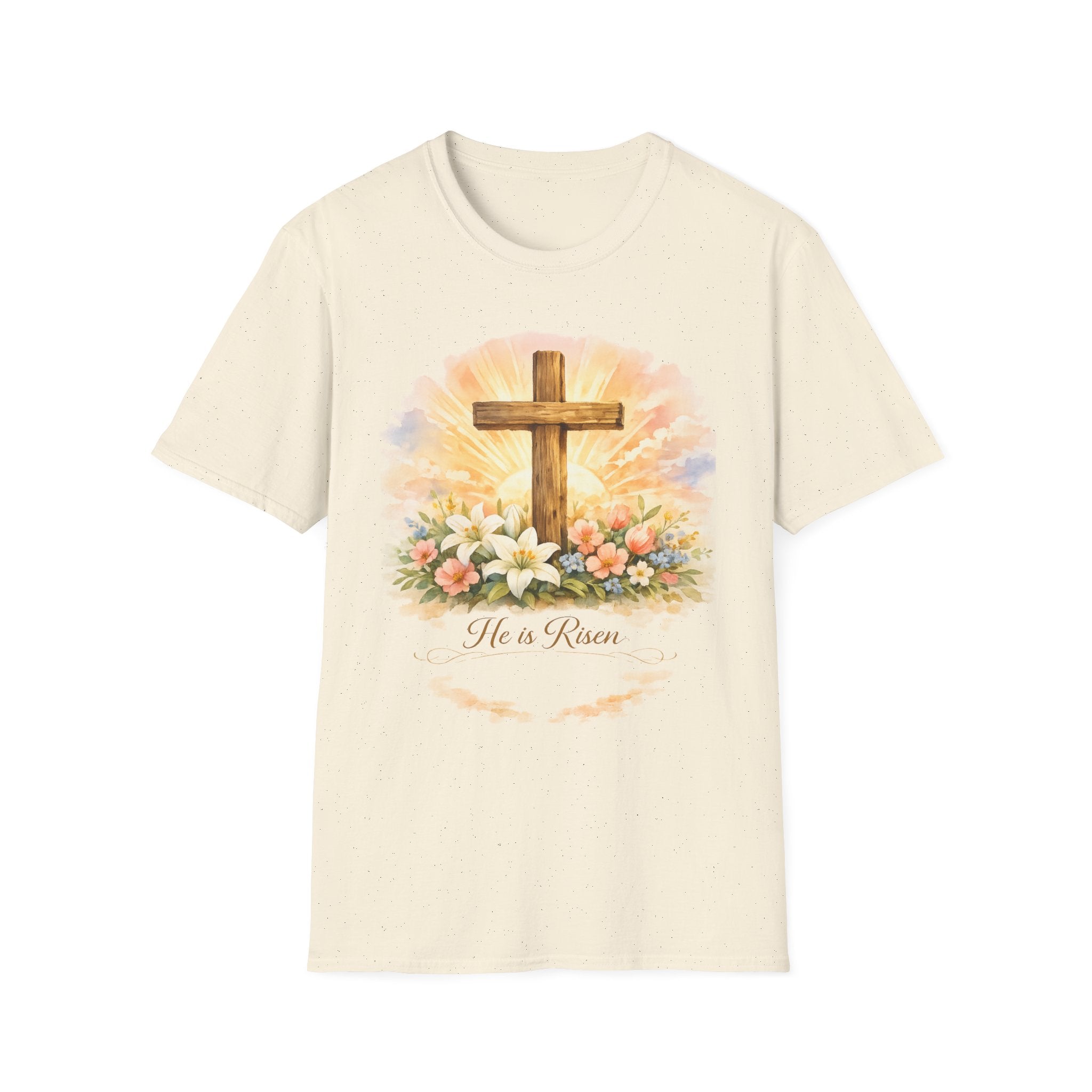 Easter He’s Risen Cross T-Shirt — Christian Floral Resurrection Tee - InkAndThreadPrints