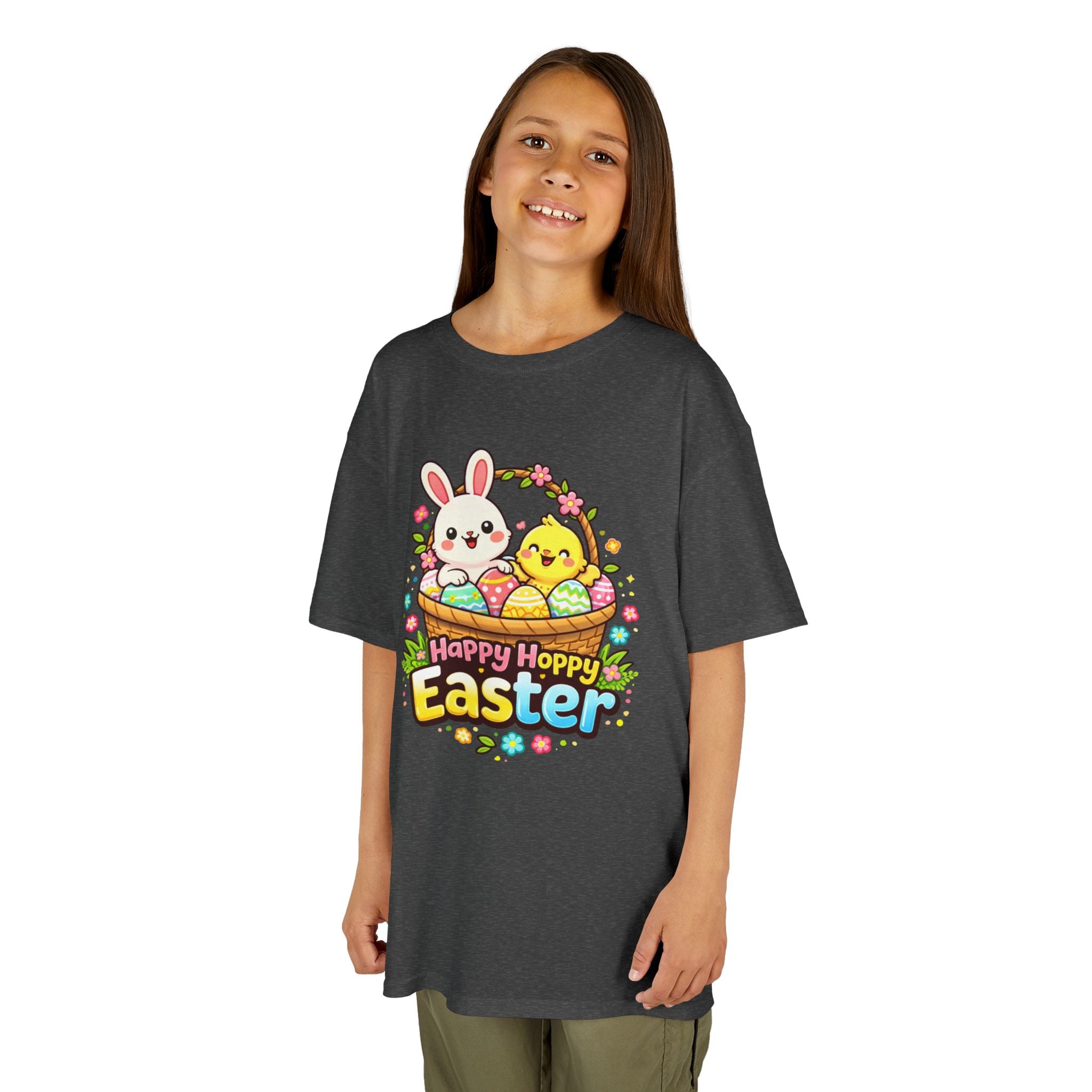 Kids Tee — "Happy Hoppy Easter" Bunny & Chick Easter Shirt - InkAndThreadPrints