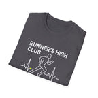 Runner's High Club T-Shirt – Funny Running Shirt with Heartbeat Graphic - InkAndThreadPrints