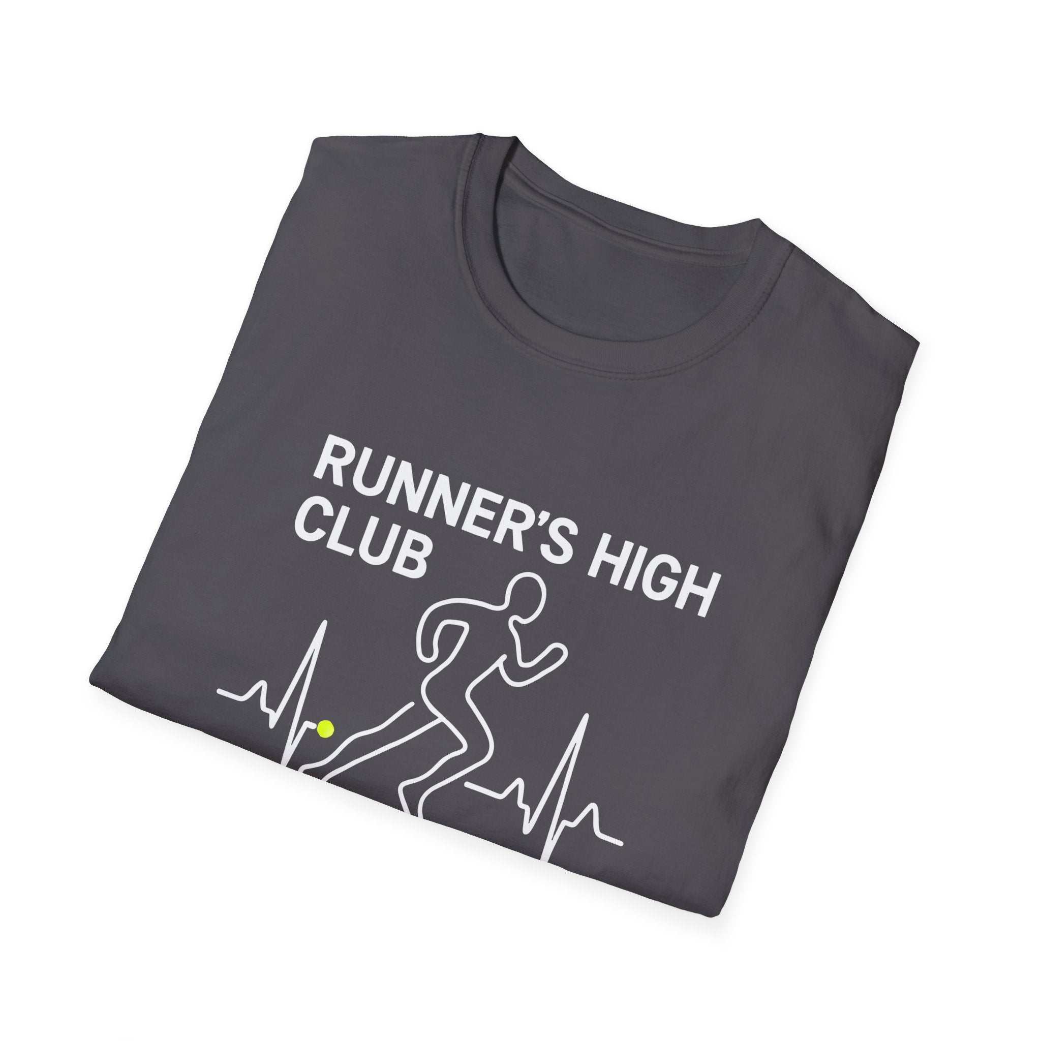 Runner's High Club T-Shirt – Funny Running Shirt with Heartbeat Graphic - InkAndThreadPrints