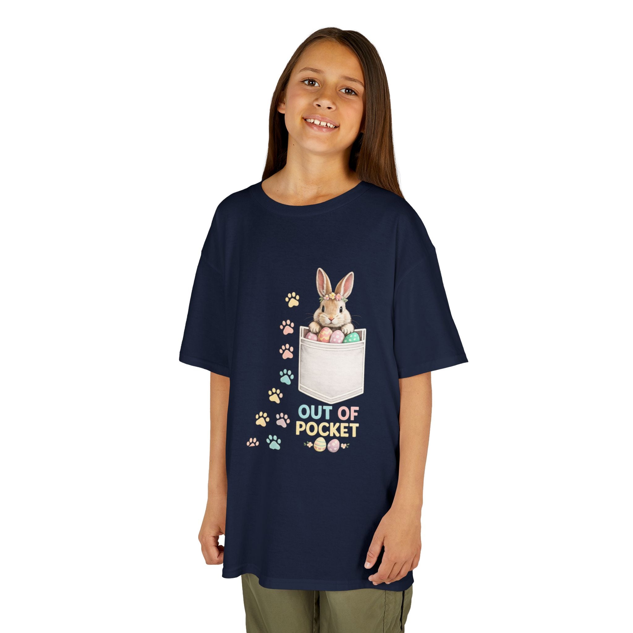 Kids Tee — 'Out of Pocket' Bunny Pocket Shirt (Easter, Spring, Cute Animal) - InkAndThreadPrints