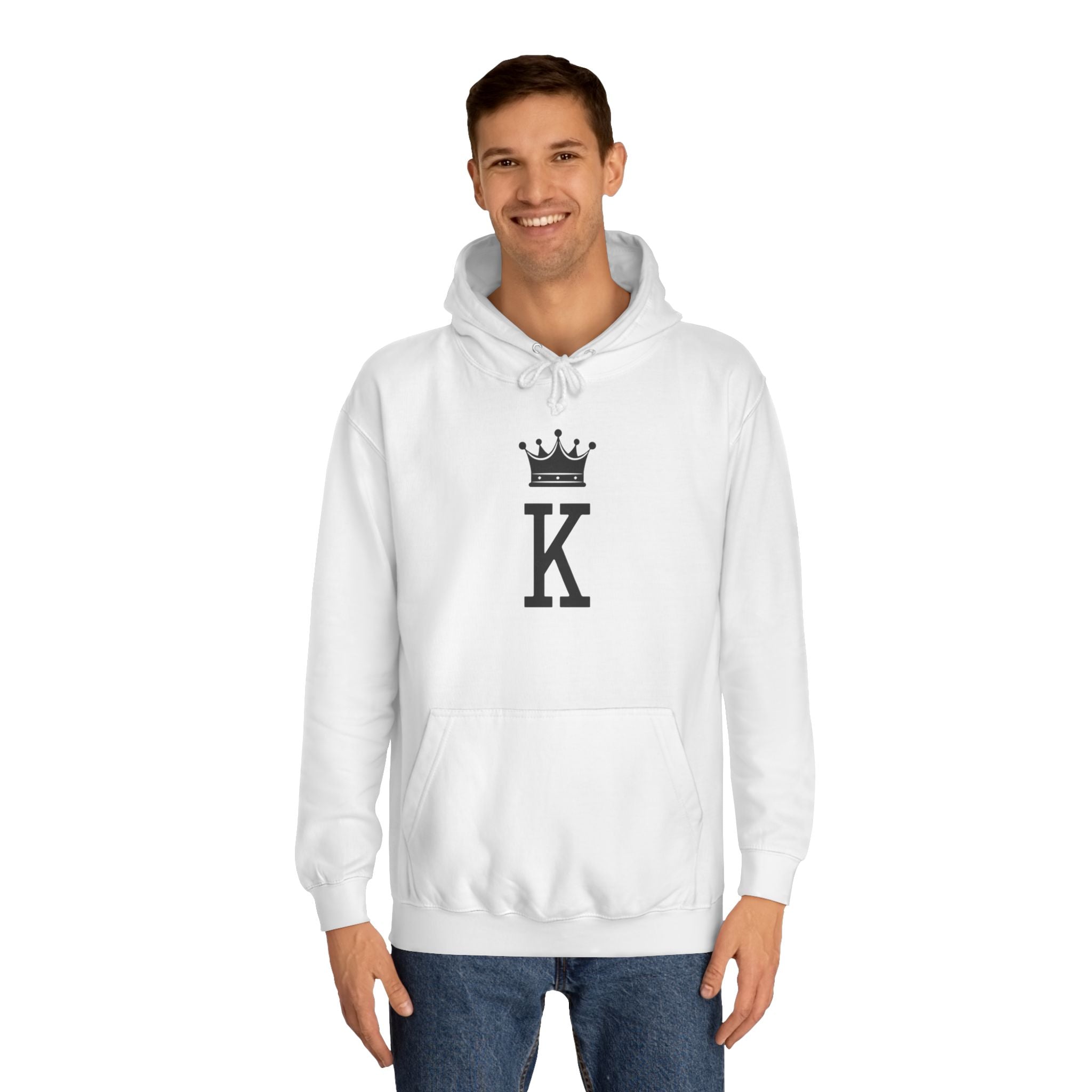 K Crown Hoodie — Minimal King Initial Pullover - InkAndThreadPrints