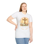 Easter He’s Risen Cross T-Shirt — Christian Floral Resurrection Tee - InkAndThreadPrints