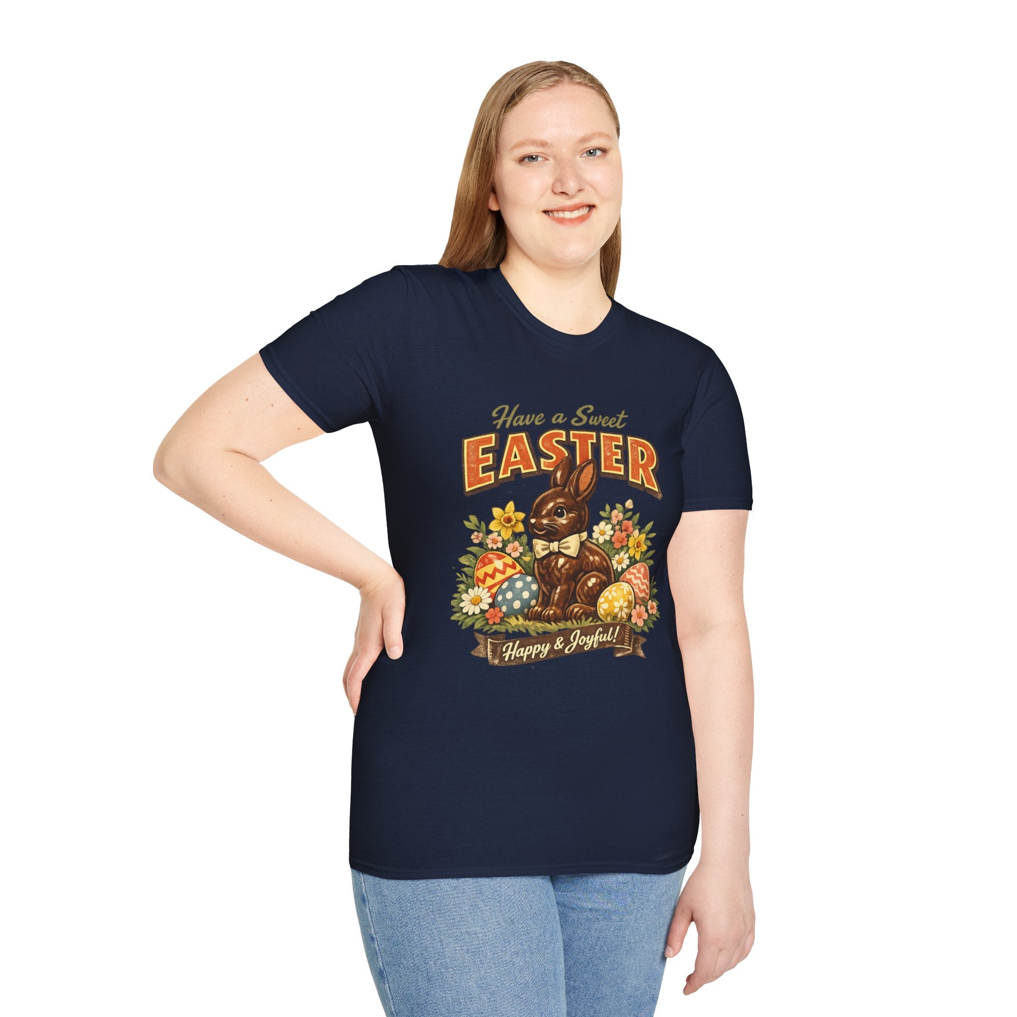 Easter Chocolate Bunny T-Shirt — "Have a Sweet Easter" Vintage Floral Design - InkAndThreadPrints
