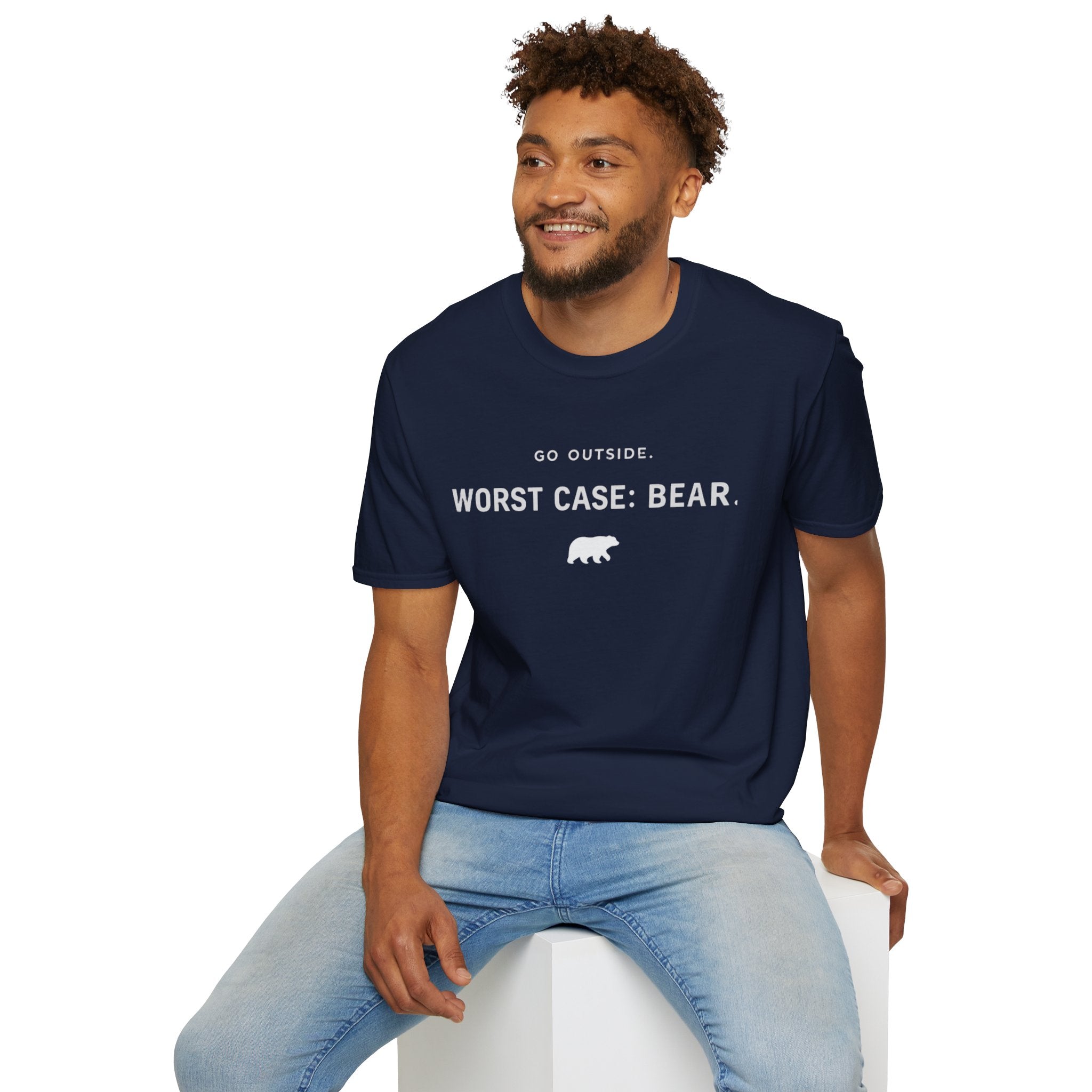 Go Outside. Worst Case: Bear. T-Shirt — Outdoor Adventure Graphic Tee