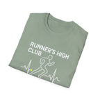 Runner's High Club T-Shirt – Funny Running Shirt with Heartbeat Graphic - InkAndThreadPrints