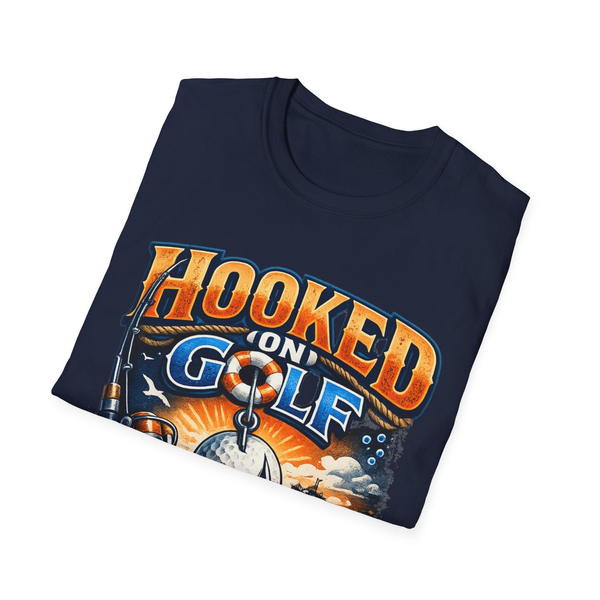 Golf T-Shirt — "Hooked on Golf" Vintage Fishing-Style Design - InkAndThreadPrints