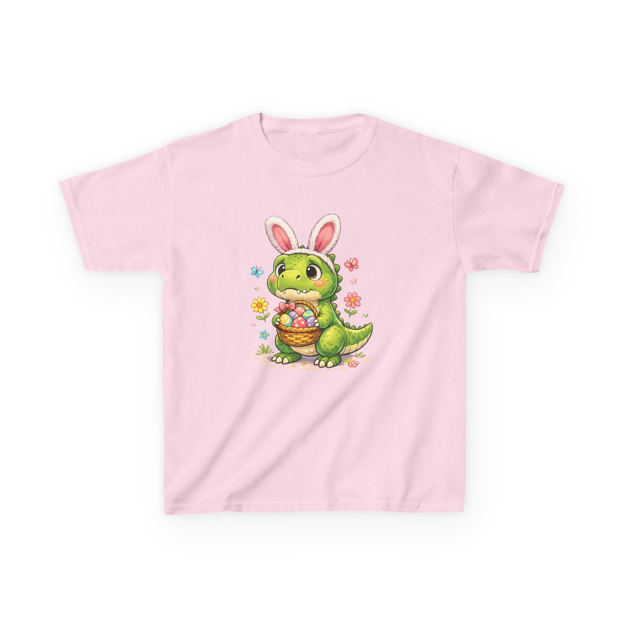 Kids Dinosaur Easter Bunny T-Shirt — T-Rex With Bunny Ears & Eggs Tee - InkAndThreadPrints