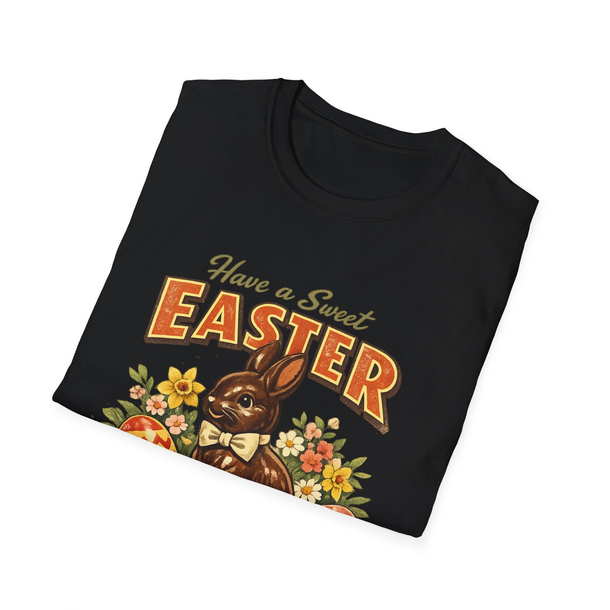 Easter Chocolate Bunny T-Shirt — "Have a Sweet Easter" Vintage Floral Design - InkAndThreadPrints
