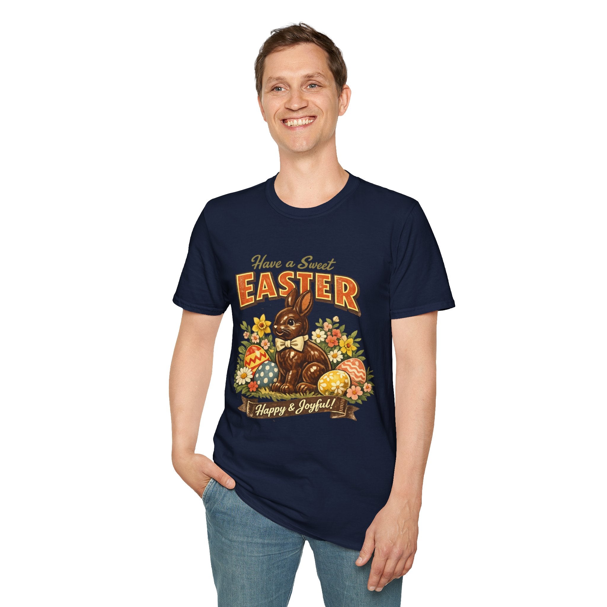 Easter Chocolate Bunny T-Shirt — "Have a Sweet Easter" Vintage Floral Design - InkAndThreadPrints