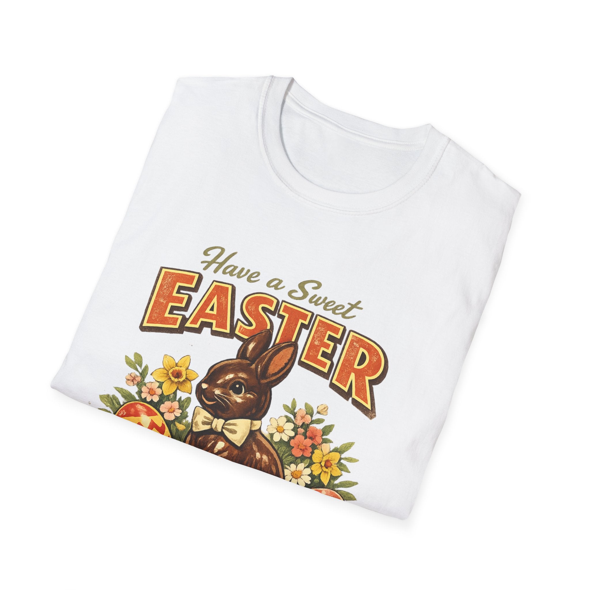 Easter Chocolate Bunny T-Shirt — "Have a Sweet Easter" Vintage Floral Design - InkAndThreadPrints