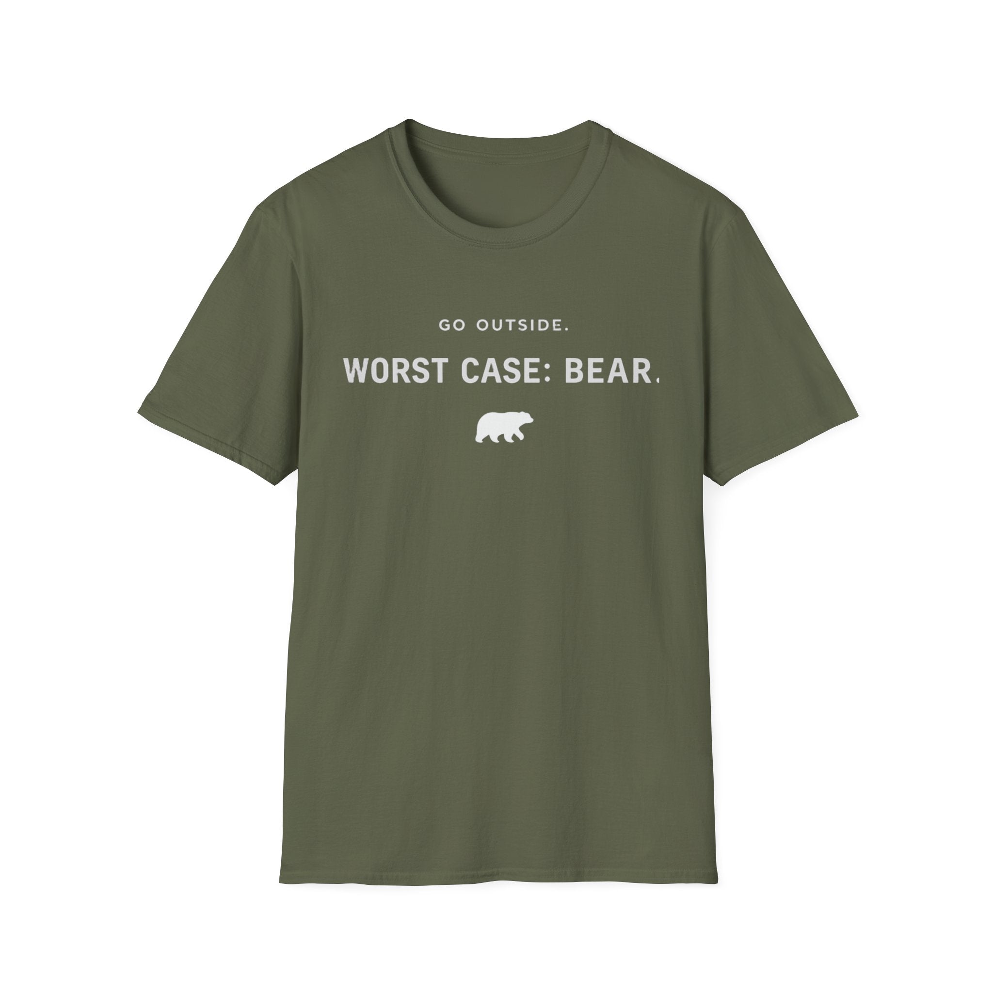 Go Outside. Worst Case: Bear. T-Shirt — Outdoor Adventure Graphic Tee