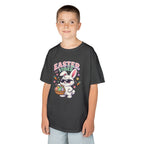 Kids Easter Vibes Tee — Cool Bunny with Egg Basket - InkAndThreadPrints