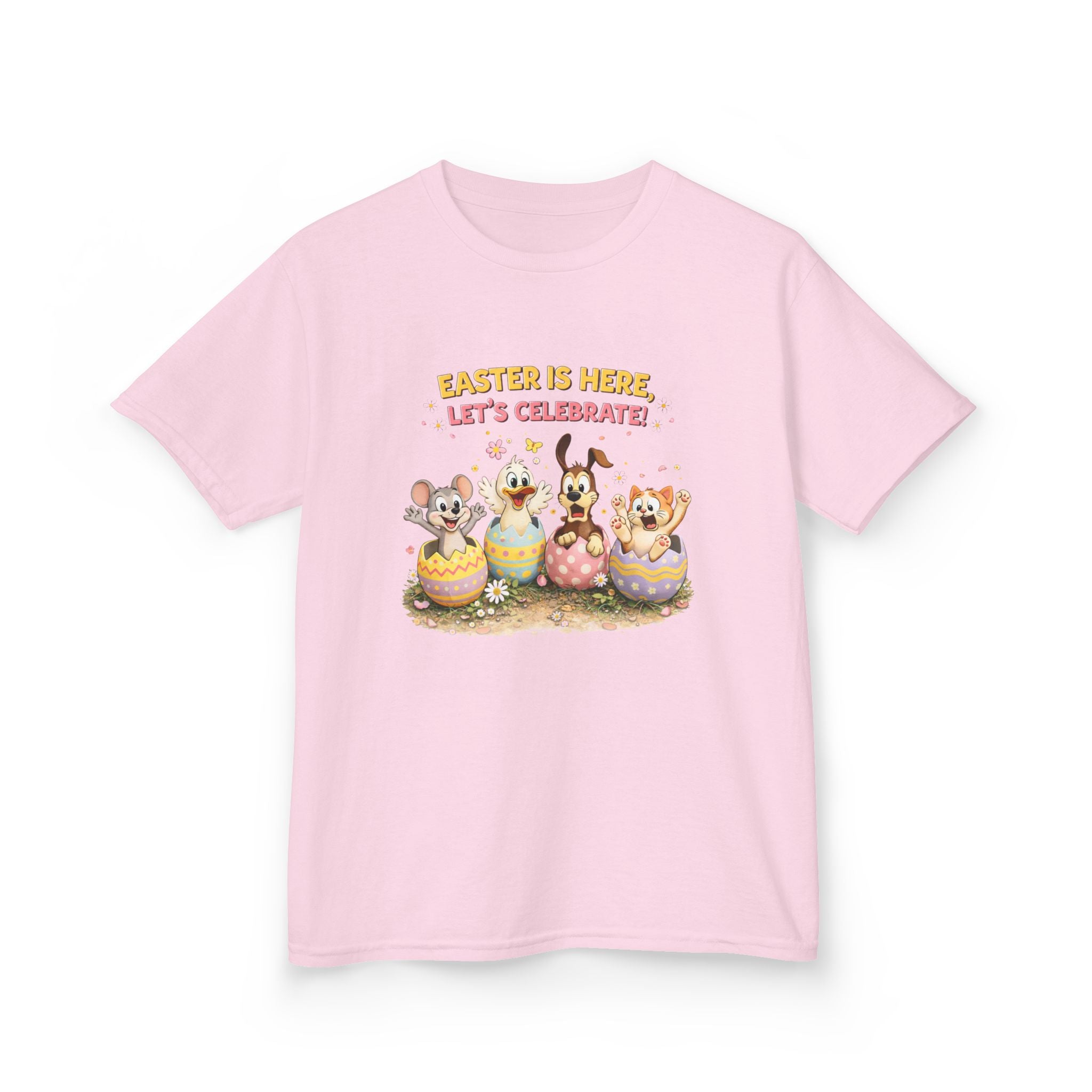 Kids Tee — "Easter Is Here, Let's Celebrate" - InkAndThreadPrints