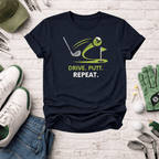Golf T-Shirt — "Drive. Putt. Repeat." Graphic Tee for Golfers - InkAndThreadPrints