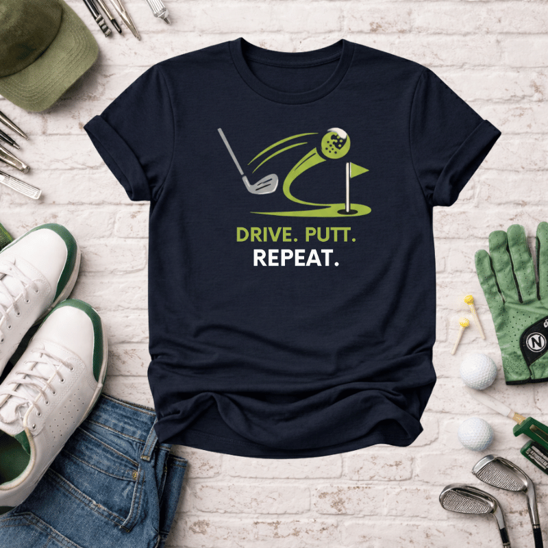 Golf T-Shirt — "Drive. Putt. Repeat." Graphic Tee for Golfers - InkAndThreadPrints