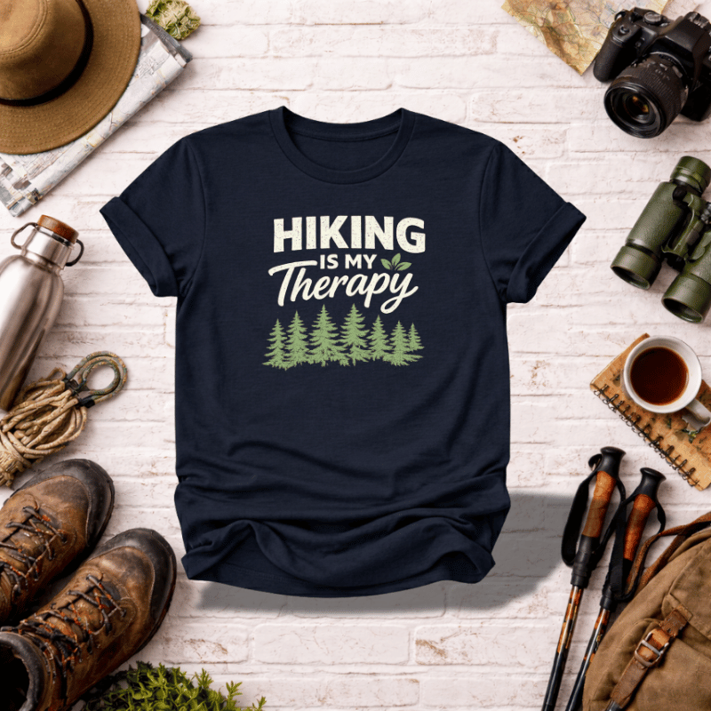 Hiking Is My Therapy T-Shirt - InkAndThreadPrints
