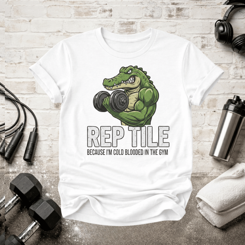 Reptile Gym T-Shirt — "Rep Tile" Cold-Blooded Workout Tee - InkAndThreadPrints