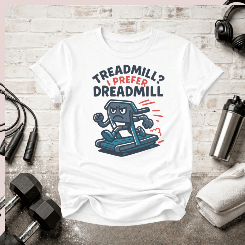 T-Shirt — “Treadmill? I Prefer Dreadmill” Funny Running Tee - InkAndThreadPrints